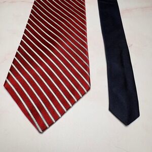 Tommy Hilfiger Red Stripe Silk Repp Neck‎ Tie Men Business Formal Two Toned
